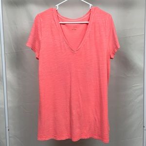 Neon pink v neck tee